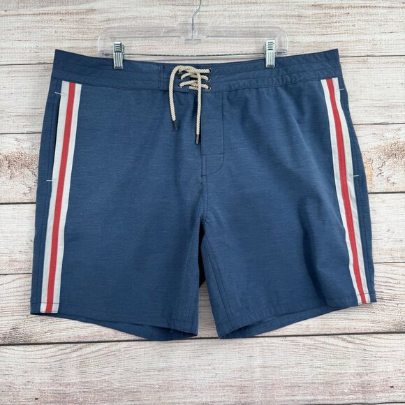 Faherty Retro Surf Strip Board Shorts Men's Size 40 Blue/Red/White - Picture 1 of 11